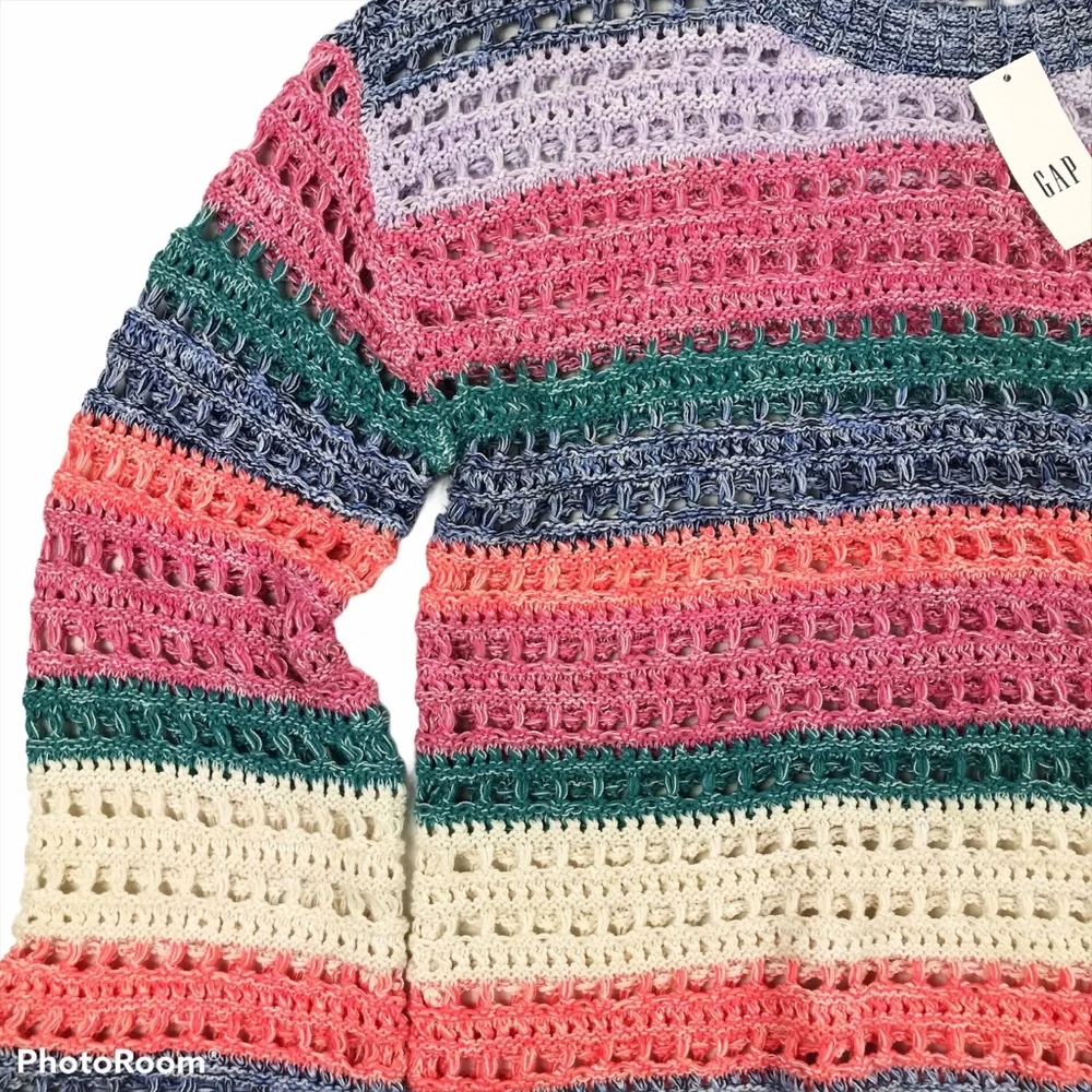 Gap Colorful Striped Open Knit Sweater - Picture 4 of 9
